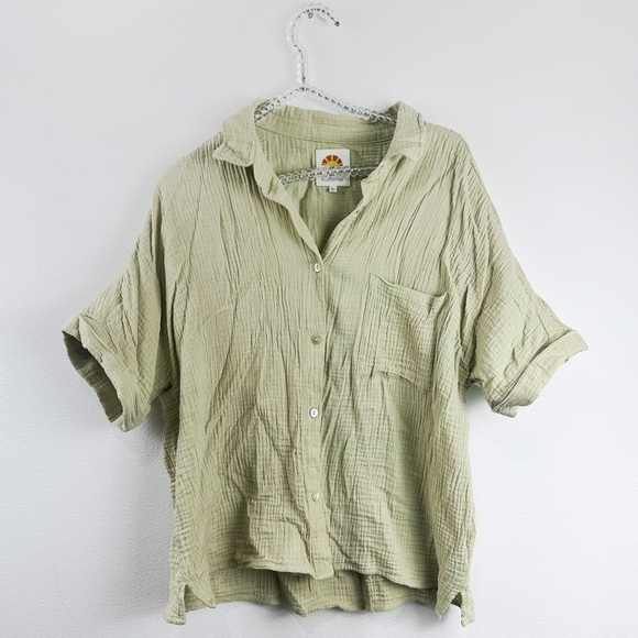 C&C California Double Gauze Camp Shirt Green Size Large - Picture 2 of 4